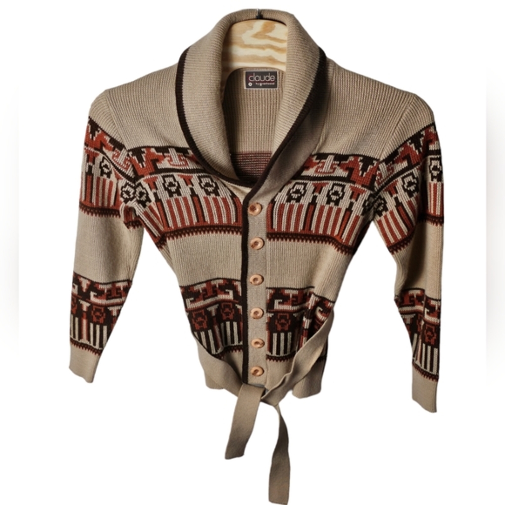 Claude Brentwood Women's Aztec Wrap Tie Cardigan Southwestern Sweater Sz‎ Small